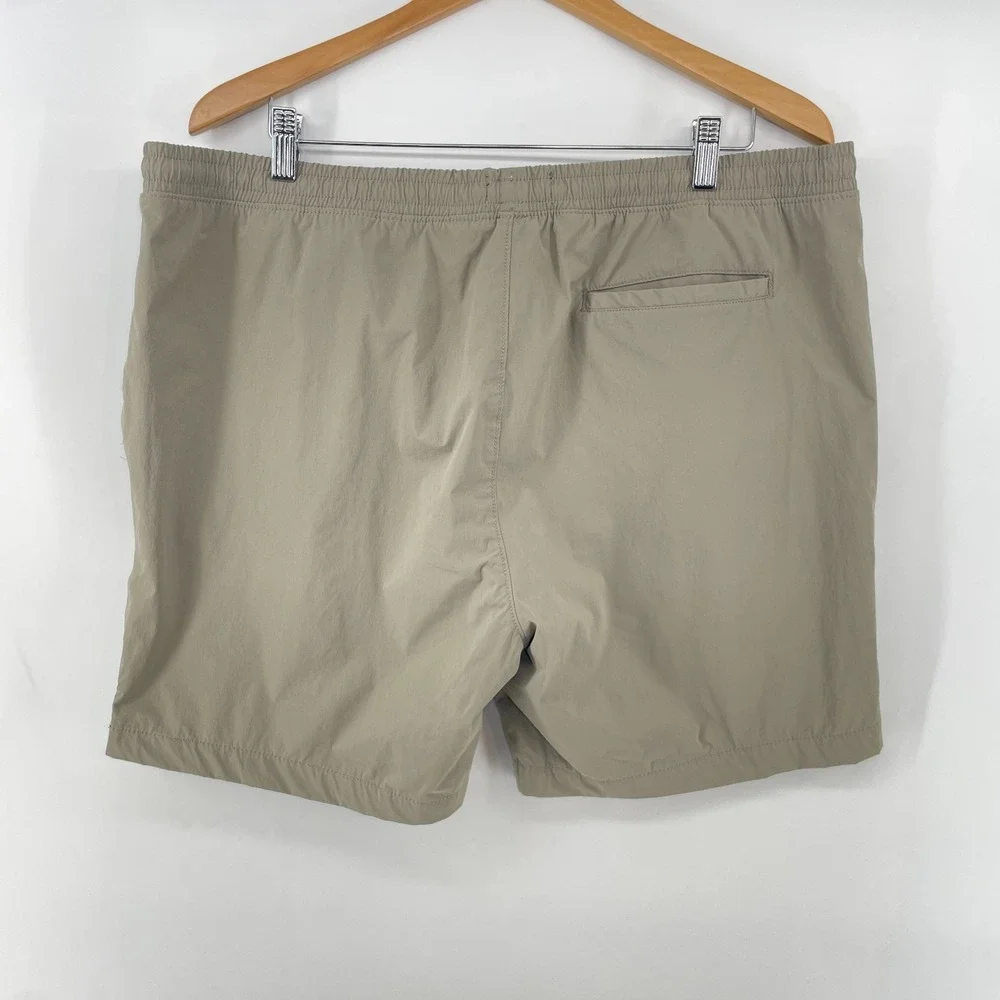 Slate‎ & Stone Mens XXL Swim Trunks Beige Elastic Waist Mesh Lined Nylon 6.5